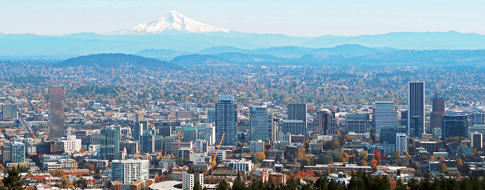 skyline view of portland Oregon